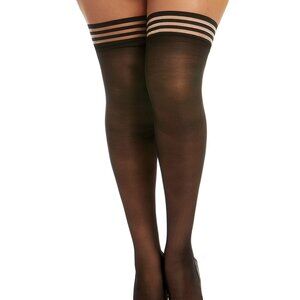 Striped Elastic Sheer Thigh High Stockings Stay Up Hosiery One Size